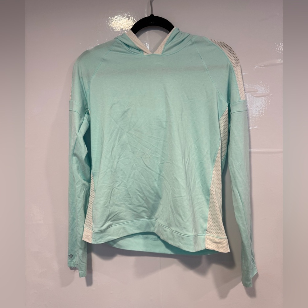 Athleta Girl Light Blue and‎ White Hoodie